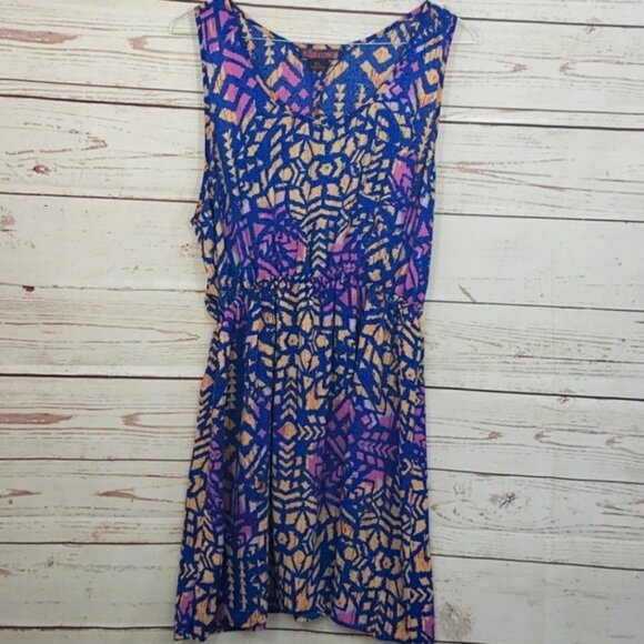 🎸 ROCK & ROLL COWGIRL Slip Back Southwestern Mosaic Colorful Midi dress - Picture 1 of 5